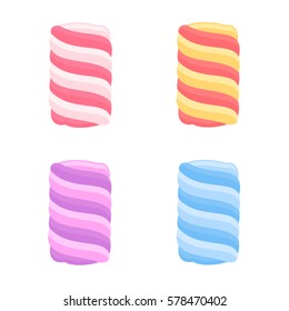 Sweet marshmallows collection, vector illustration.