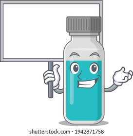 sweet Mascot design of medical test bottle bring a board. Vector illustration