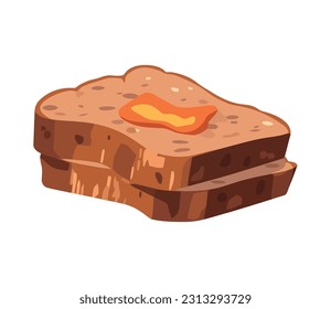Sweet meal of bread and dessert icon isolated