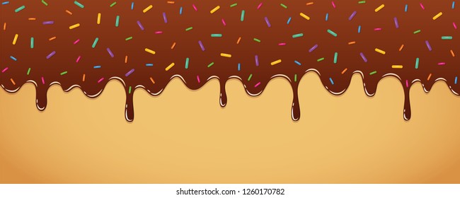 sweet melting chocolate icing with colorful sprinkles vector illustration EPS10