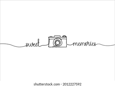 sweet memories camera hand drawn design vector art