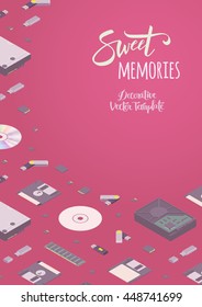 Sweet memories vector decorating design. Colorful card template with copy space
