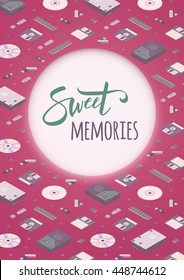 Sweet memories vector decorating design. Colorful card template with copy space