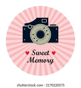 vector de pegatina de cámara vintage de memoria dulce