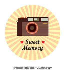 vector de pegatina de cámara vintage de memoria dulce