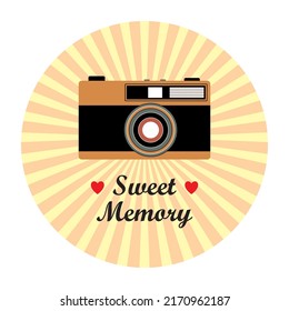 sweet memory classic vintage camera sticker vector