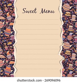 Sweet Menu Decorative Card Template. Can Be Used in Cafe Or Presentation.