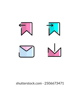 Sweet menu icons and symbols for apps, such as save, email, and download