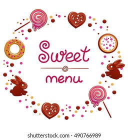 Sweet menu isolated on a white background