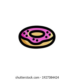 Sweet Milk Doughnut Foods Icon Logo Vector Illustration. Outline Style.
