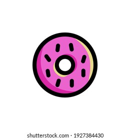 Sweet Milk Doughnut Foods Icon Logo Vector Illustration. Outline Style.
