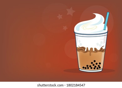 Sweet milk tea cup which is a popular drinking in Thailand and Asia
