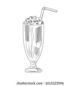sweet milkshake icon over white background, sketch design, vector illustration