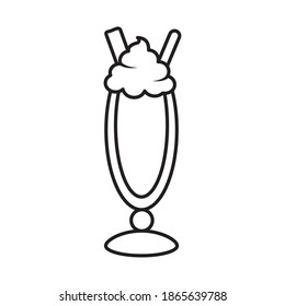 süße Milchshake-Symbol auf weißem Hintergrund, Linienstil, Vektorgrafik