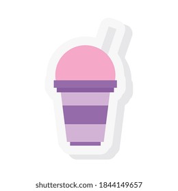 Sticker de batido de batido dulce y diseño de iconos de estilo plano, postre delicioso bocadillo de azúcar y tema sabroso Ilustración vectorial