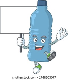 Sweet mineral bottle cartoon character rise up a board