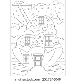 sweet miniature house coloring book page for kids and adults creative coloring mindful relaxation activity