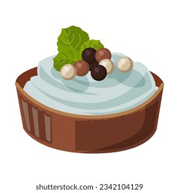 Sweet with mint flavor vector illustration. Cartoon drawing of cartoon candy with cream and mint isolated on white background. Desserts, food, confectionery concept