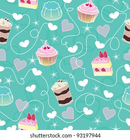 Sweet mint valentine desserts pattern