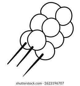 Sweet mochi dango outline illustration