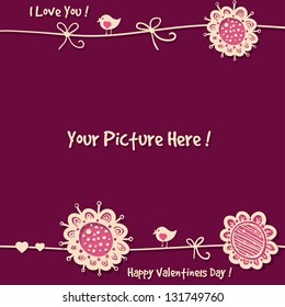 Sweet modern abstract vector background with flower and bird