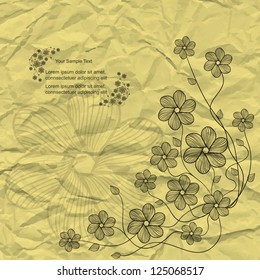 Sweet modern abstract vector flower background with grunge paper