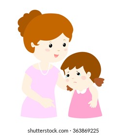 Mom Talk Her Daughter Gently Vector Stock Vector (Royalty Free) 359299658