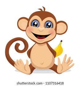 Sweet monkey. A toy, an animal. Vector illustration.
