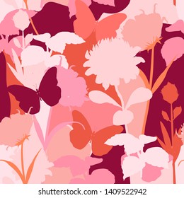 Sweet mood and tone of silhouette protea flowers ,garden botanical plants seamless pattern in vector design for fashion,fabric,web,wallpaper and all prints 