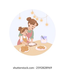  Sweet Mother's Day Illustration  Baking with Mom and Daughter