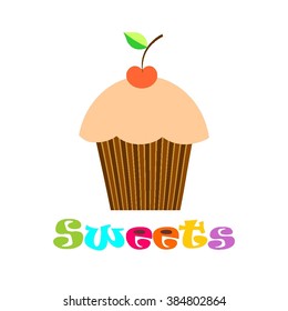 sweet muffin with cherry
