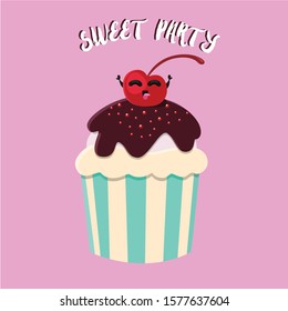 Sweet muffin with fun cherry