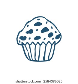 sweet muffin hand drawn doodle isolated on white background. vector illustration