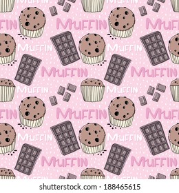 Sweet muffin pattern vector