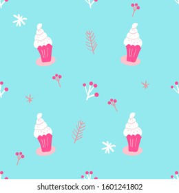 sweet muffin seamless pattern hand drawn style