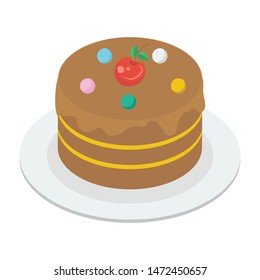 Sweet muffin vector in isometric design 