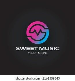 Sweet Music SM Initial Simple Bold Logo