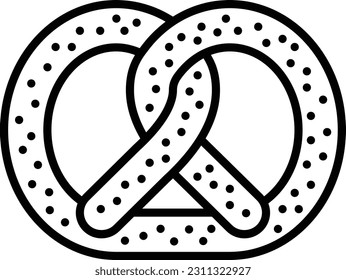 Aperitivos dulces de mostaza y nudo suave diseño de icono de línea vectorial, símbolo de panadería y orfebrería, signo de Cuisine Maestro, ilustración de las existencias de conocedores de comida, concepto Bretzel o Pretzel