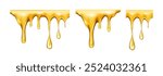 Sweet nectar from flowers blossom dripping, isolated realistic honey liquid with drops. Vector organic and natural production, beekeeping and apiary, apiculture and high quality product