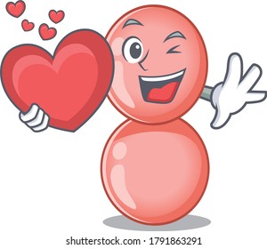 A sweet neisseria gonorrhoeae cartoon character style with a heart