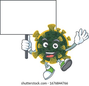 Sweet new coronavirus cartoon character bring a board