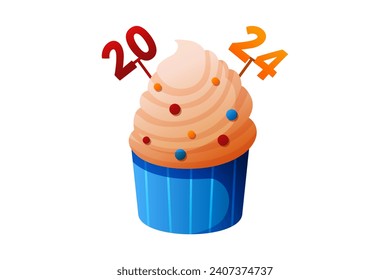 Sweet New Year Cupcake Sticker