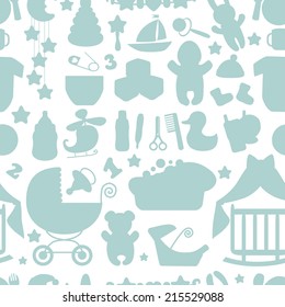 Sweet Newborn seamless pattern .Baby boy cartoon design elements.For fabric,background,wallpaper,backdrop.Vector