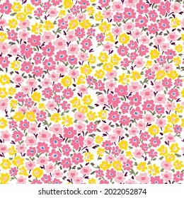 Sweet Nordic Nostalgic Colourful Poppy Floral Pattern Vector Seamless Repeat Background Tile. For wallpaper, fashion print, card, wrapping, backdrop, textile design, product pattern, cushion, curtain.