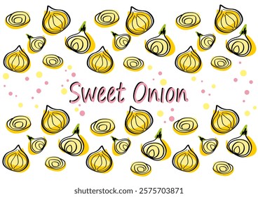 Sweet onions on the white
backgrounds for label and sticker