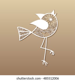 Sweet openwork bird. Laser Cutting template for art and interior deco.