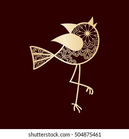 Sweet openwork bird. Laser Cutting template for art and interior deco.