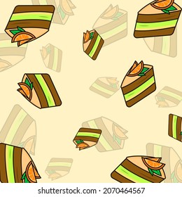 Sweet orange cake pattern vector bakery pastry biscuit