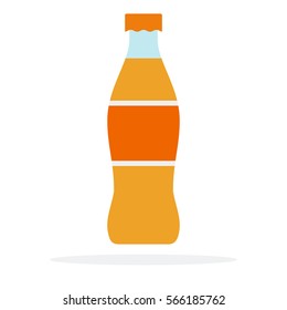 Sweet orange drink with gas vector flat material design object. Isolated illustration on white background.