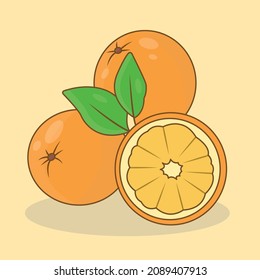 Sweet orange fruit isolated on cream background 